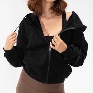 Popflex zip cloud hoodie in black